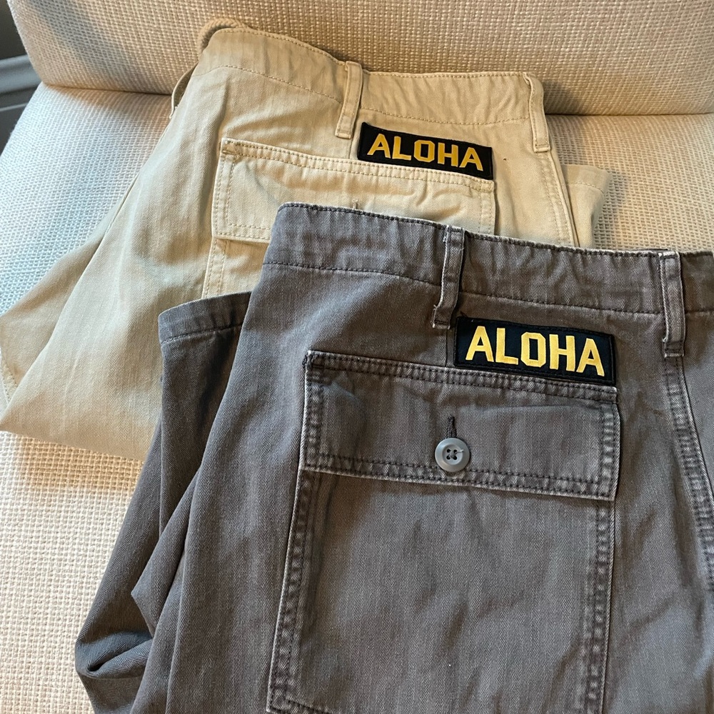 Birdwell Herringbone Camp Shorts size 38.  Two pairs offered as a package!